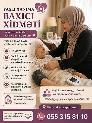 uşaq baxici: Yaşlı xanıma baxıcı xidməti Yalnız öz evimdə yaşlı xanıma qayğı — 1