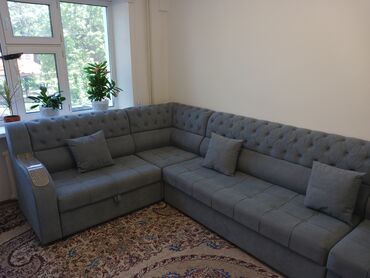 купить бу диван: Угловой диван, цвет - Серый, Б/у