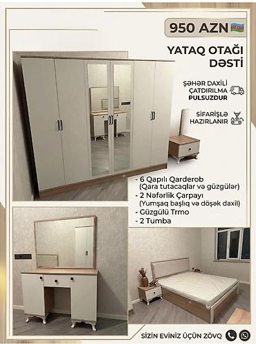 Yataq otağı dəsti – 950 AZN Tərkibi: - 6 qapılı qarderob (qara lalafo.az -da Yataq otağı dəsti – 950 AZN Tərkibi: - 6 qapılı qarderob (qara