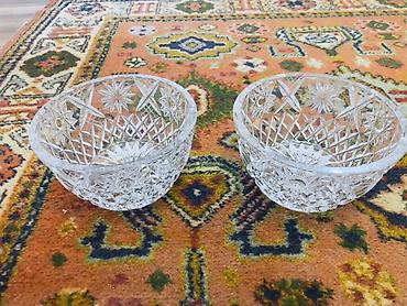 Konfet qabları: Kəsimli şüşə/kristal qab dəsti - 3 ədəd dekorativ şüşə/kristal qab - — 25