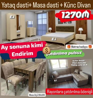 Mətbəx mebeli: ENDİRİM !!!! Masa desti + yataq dəsti +künc divan