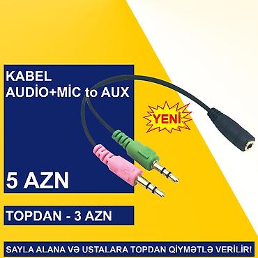 kompüter barter: AUX Kabellər ⭐Keçid AUX to Audio+Microphone – 5 AZN (Topdan 3 AZN) — 4