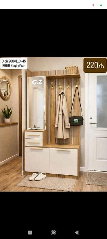 dehliz dolablar: Yeni, 2 qapılı, Güzgülü, Rəngli, Açılan, Düz dolab — 1