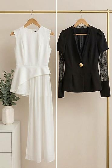 pull and bear: Qadın geyim kolleksiyası 1) Qara midi paltar – ağ krujeva detal - — 2