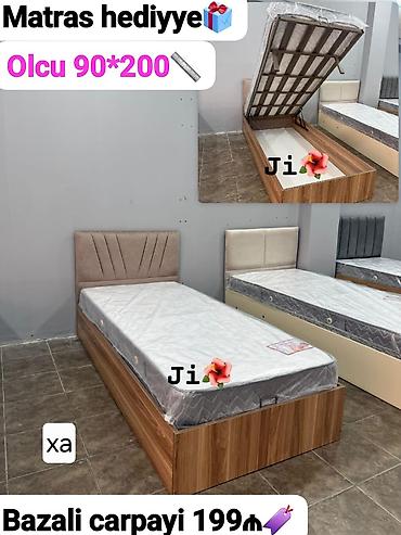 d10 mebel: Bazalı tək çarpayı – ölçü 90×200 sm. - Yuxarıdan açılan baza — 1