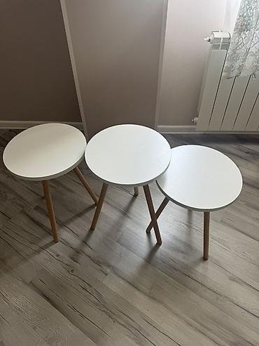 hesir stul: 3-lü dairəvi köməkçi masa dəsti - Minimalist skandinaviya tərzi - Üst — 1