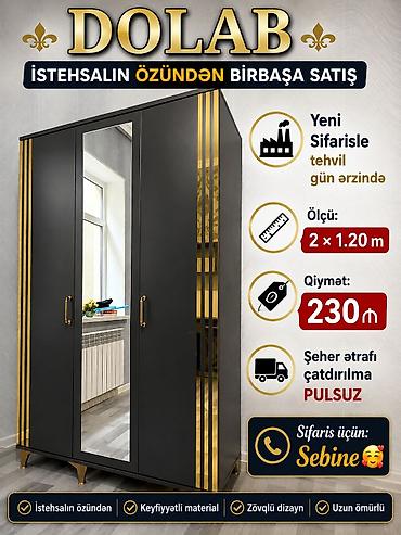 Dolablar: Modern 3 qapılı dolab – istehsalın özündən birbaşa satış — 1