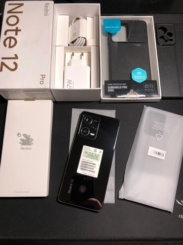keyslər: Redmi Note 12 Pro, 256 GB, rəng - Qara, Zəmanət, Sensor, Barmaq izi