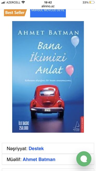 Kitablar, jurnallar, CD, DVD: Kitab
Cox yaxsi vwziyyetde
Turk dilinde
Qiymet sondur