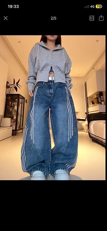 mind error jeans: Джинсы, Бэгги, Adidas, Корея, Средняя талия, M — 4
