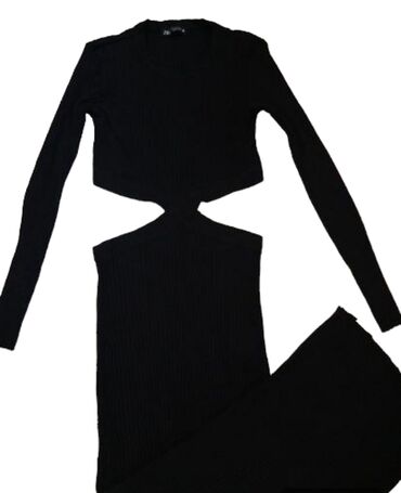 kožna haljina zara: Zara S (EU 36), color - Black, Other style, Long sleeves