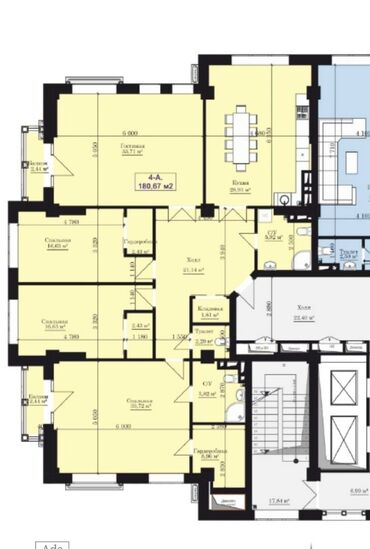 южный магистрал: 4 комнаты, 181 м², Элитка, 12 этаж, ПСО (под самоотделку)