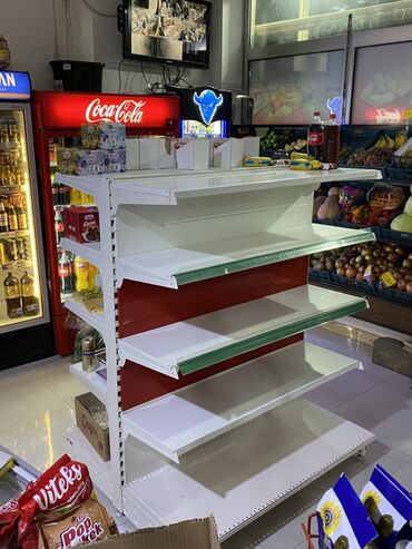 çiçəklər üçün rəflər: Market üçün iki tərəfli metal reol (gondola) - Material: qalın metal