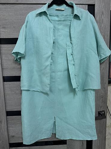 кожыный куртка: Юбка менен костюм, Юбканын модели: Карандаш, Миди, XL, 2XL — 1