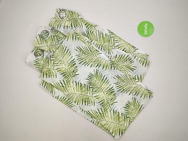 110 cm: Komplet zasłon w biało-zielony, roślinny wzór z motywem liści — 2