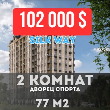 Продажа домов: 2 комнаты, 77 м², Элитка, 12 этаж, ПСО (под самоотделку)