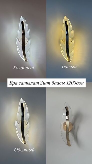 искуственные светы: Декоративные настенные бра в виде пера с LED-подсветкой. Особенности