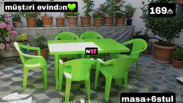 kuxna masasi: Для кухни, Новый, Прямоугольный стол, 6 стульев