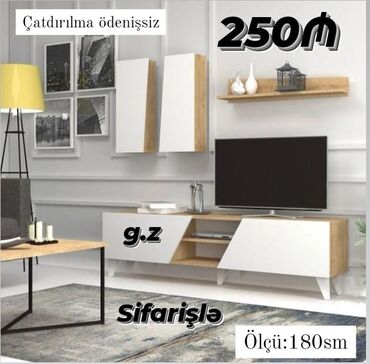 Çarpayılar: *Tv Stend 💫250Azn* ✔️Material Rusiya Laminat 18/lik ✔️Ölçü:180sm ◽Rəng