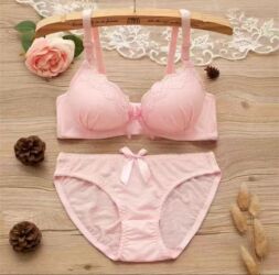 белая ночная сорочка: Комплект, Бюстгальтер, Слипы, Пуш ап менен