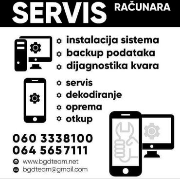 Računari, laptopovi i tableti: Servis racunara instalacija windows-a besplatan dolazak 24h  Servis