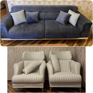 Sifarişlə mebel: İşlənmiş, Divan, 2 kreslo, Bazasız, Açılmayan