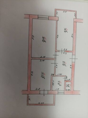 кара балта квартира купить победе: 2 бөлмө, 53 кв. м, Жеке план, 1 кабат, Косметикалык ремонт