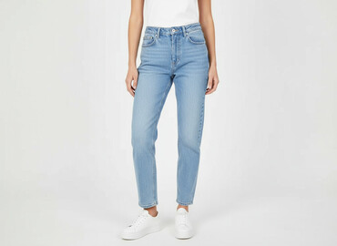 jeansy mom fit wysoki stan: DENIM JEANS, Джинси жіночі, розмір XS