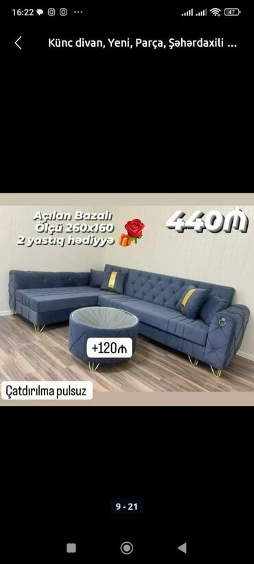 Çarpayılar: Künc divan, Yeni, Açılan, Bazalı