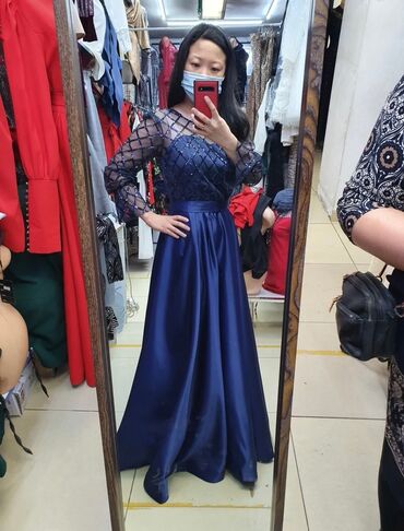 синее вечернее платье: Вечернее платье, Длинная модель, M (EU 38)