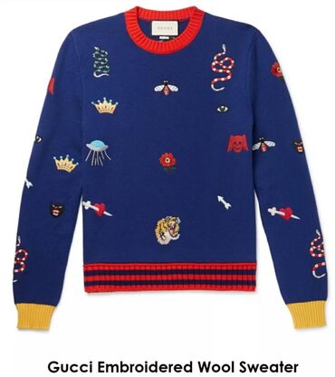 muske cipele za odelo: Sweater, L (EU 52), M (EU 50), Gucci, color - Blue, Wool