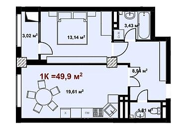 Продажа квартир: 1 комната, 50 м², Кок-Жар ж/м Элитка, 8 этаж, ПСО (под самоотделку) — 3