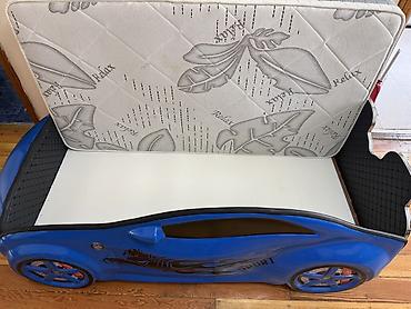 islenmis matras: Uşaq maşın formalı çarpayı - Dizayn: Parlaq mavi “sport car” korpusu — 5