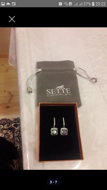 silver: SETTE markalı sırğalar - Dizayn: Kvadrat formalı, asma modellə; hər — 3