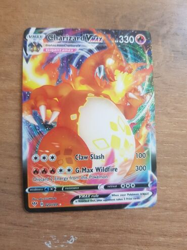 Другие Автомобили: Pokemon TCG – Charizard VMAX (Gigantamax) kolleksiya kartı - Kart