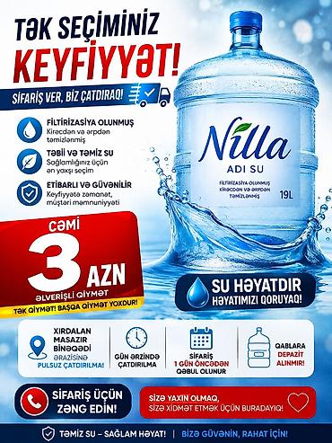 acar desti qiymetleri: Nilla – 19L filt­rasiya olunmuş içməli su Xüsusiyyətlər: - — 1