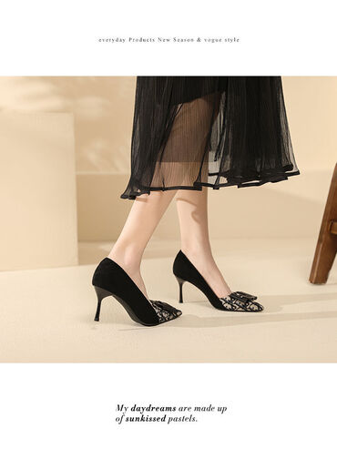 Туфли: Элегантные туфли-лодочки из замши с заостренным носком, украшенным — 4