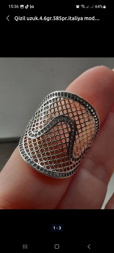 Üzüklər: Üzük, Sarı qızıl, 585 Əyar, Qaşsız — 11