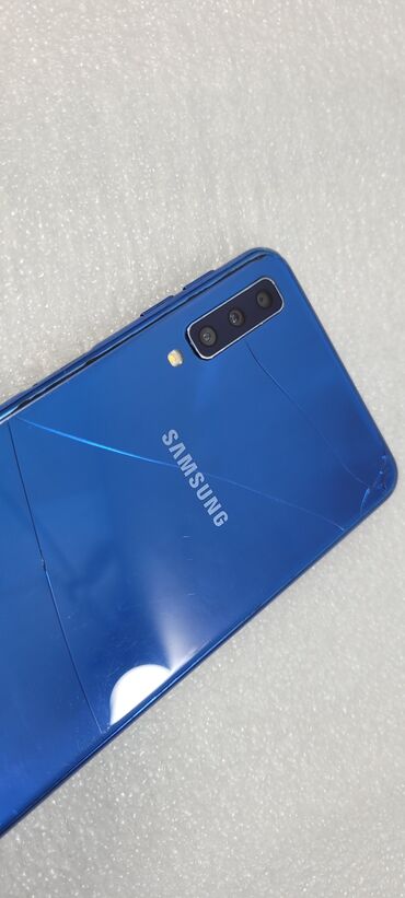 с 7: Samsung Galaxy A7 2018, Б/у, 64 ГБ, цвет - Синий, 2 SIM