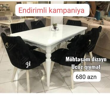 stol stul ucuz qiymete: Для кухни, Для гостиной, Новый, Нераскладной, Прямоугольный стол, 6 стульев