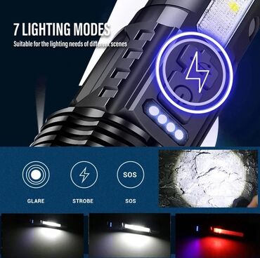 bi led: Taktiki LED fənər - 7 işıqlandırma rejimi: parlaq (glare), strobe