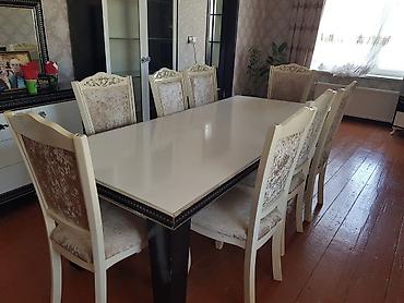kafe stolları: Qonaq otağı üçün, İşlənmiş, Kvadrat masa, 8 stul — 1