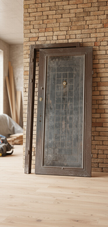 Giriş qapıları: Mənzil üçün İşlənmiş Giriş qapısı Glazok ilə, Zəmanətsiz, Ödənişli quraşdırma, Ünvandan götürmə — 2