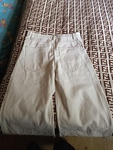 trapes şalvar cins: Ağ rəngli geniş kəsimli cins şalvar - Model: Super Wide Leg (etiketdə — 2