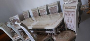 столы и стулья для столовой: Конок бөлмөсү үчүн үстөл жана отургуч, Жаңы, Өзү алып кетүү, түсү - Ак