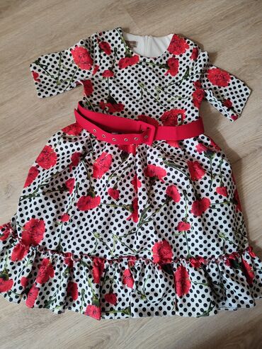 детское платье туника: Детское платье цвет - Красный
