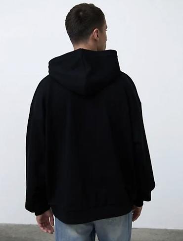 одежда хиджаб: Худи oversize унисекс, чёрное - Свободный крой oversize: спущенная — 4