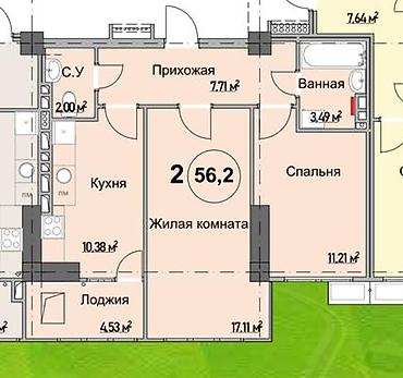 Продажа квартир: 2 комнаты, 56 м², Элитка, 5 этаж, Евроремонт — 6