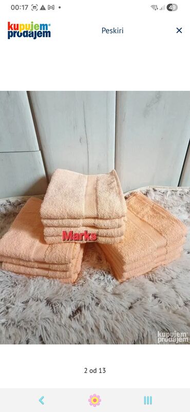 Peškiri: ??Pamucni peskiri jednobojni??Dimenzije peskira : 50x90Cena: Paket 12 — 11