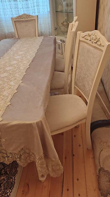 stol və stullar: Qonaq otağı üçün, İşlənmiş, Açılmayan, Dördbucaq masa, 8 stul — 2